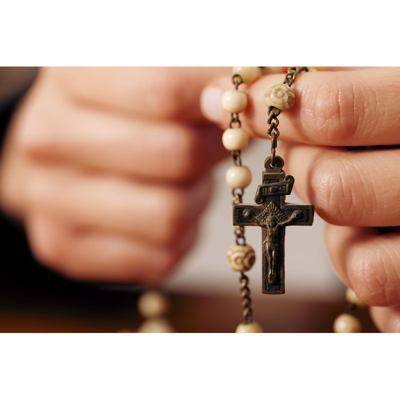 Woman Praying With Rosary To God by Carlosandresantos - Wrapped Canvas Print, 30cm H x 46cm W x 3.8cm D
