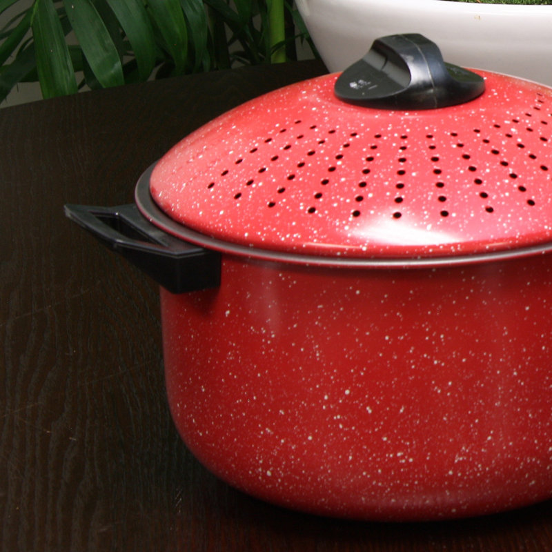 Gibson Casselman Ensemble de casseroles en acier inoxydable avec couvercle, Rouge