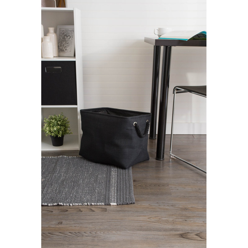 Red Barrel Studio Aona Fabric Bin, 9" H x 8" W x 14" D Taupe, Black