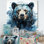 Représentation abstraite d'un mouvement d'ours sur toile