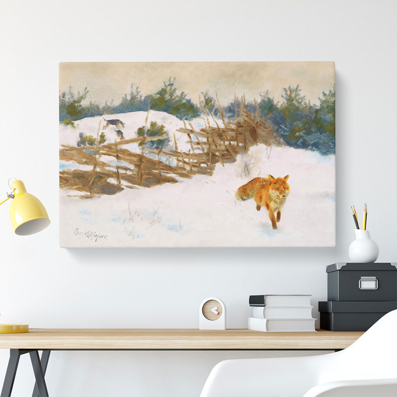 Fox In The Snow Vol.1 by Bruno Liljefors - Wrapped Canvas, 35cm H x 50cm W x 3cm D