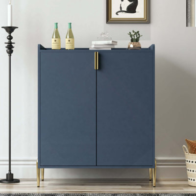 2 Doors Home Wine Bar Cabinet With Wine Rack & Adjustable Storage Shelf, Modern Sideboard With Soft-Closing Hinge, Dinning Room Buffet Cabinet, Liquor Cabinet Kitchen, Living Room Coffee Cart