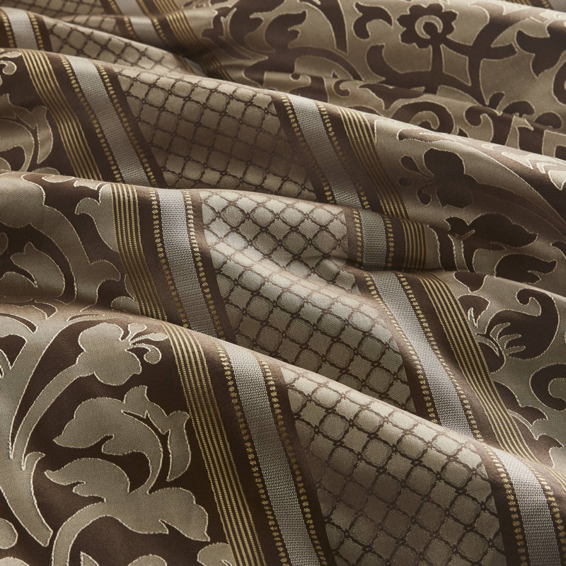 Full Brown Jacquard Microfiber Comforter Set with Throw Pillows