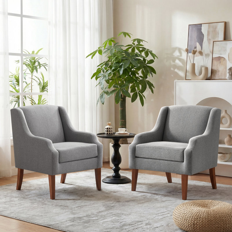  Chaise d'appoint rembourrée Halcott, Gris foncé
