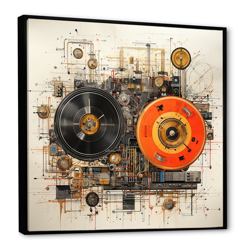 Schéma I sur toile, Cadre flottant noir, H 16 po x l 16 po x P 1 po