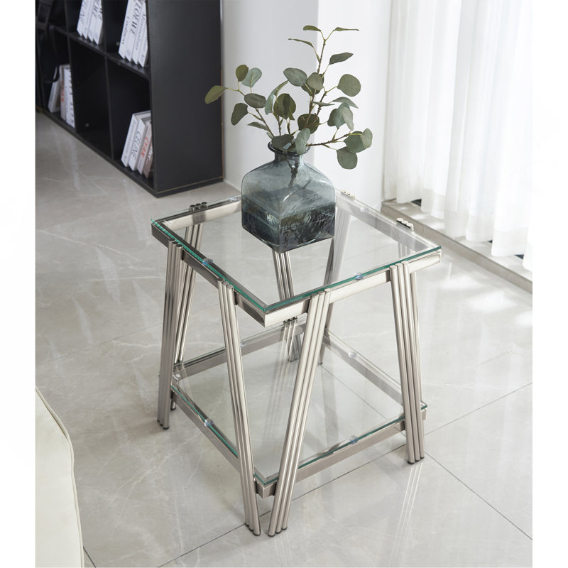 Table de bout carrée 20 pouces, Argent argent