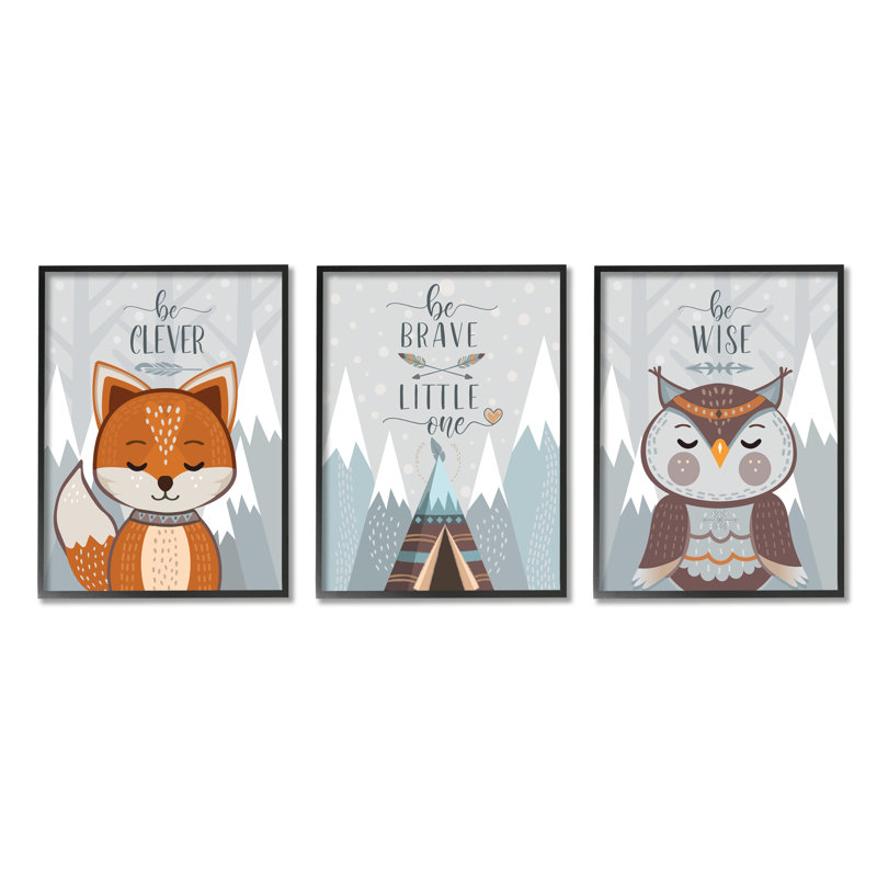 Be Be Clever Brave And Wise, H 20 po x l 16 po x P 1,5 po, Giclée encadrée noir minuit