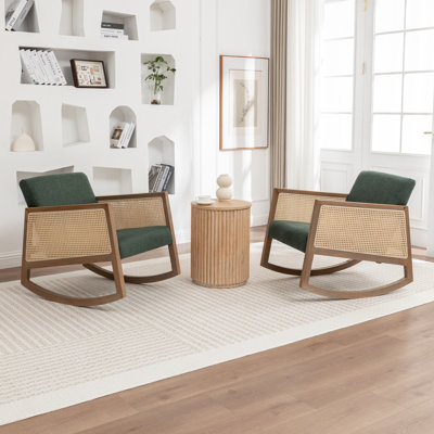 Chinnor Rocking Armchair With Rattan Armrests by Bay Isle Home