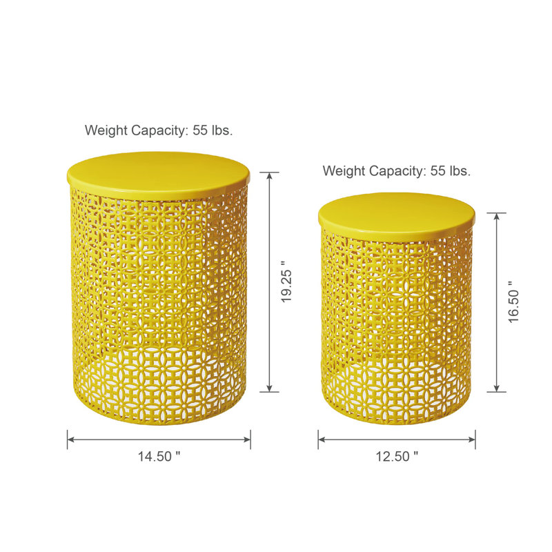 Steel Top Nesting Tables, Glossy Yellow