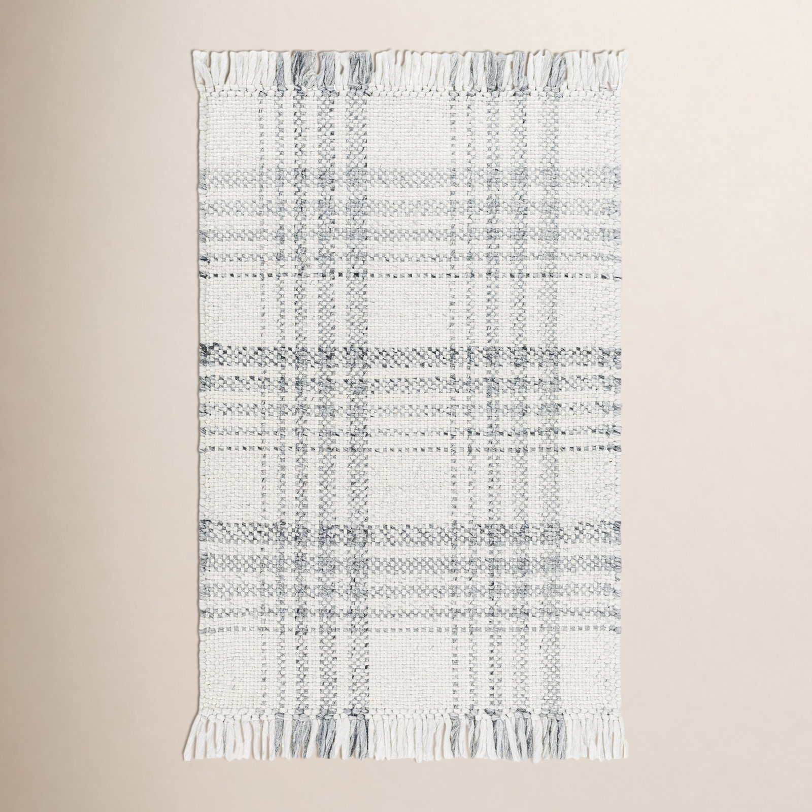 Cay Hand-Woven Gray Plaid Rug, Rectangle 8' x 10'