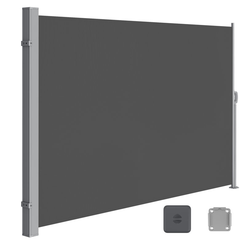 Symple Stuff 190cm W x 300cm D Polyester Cover Retractable Patio Awning, Grey