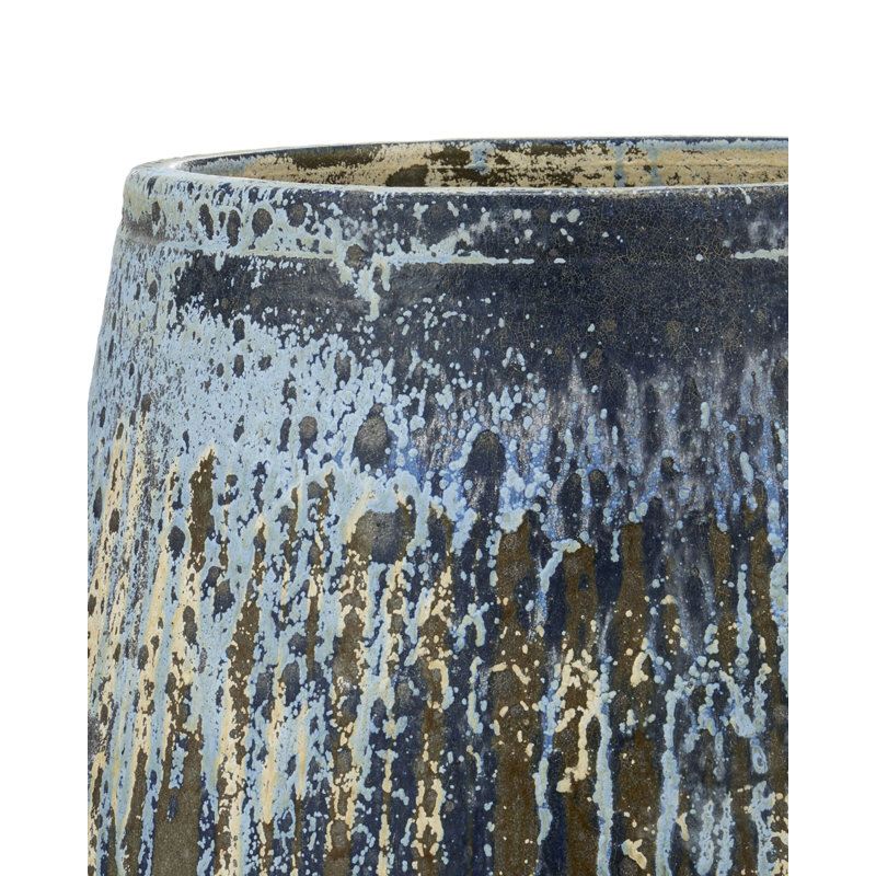 Capaci - Planter - Antique White, Antique White, Blue Drip