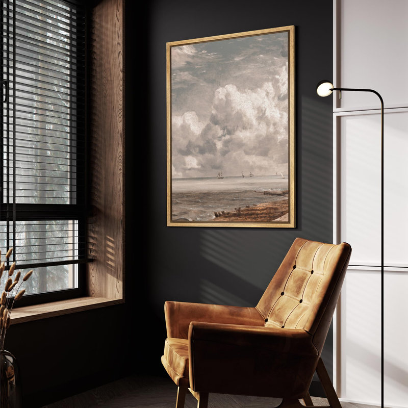 Scène côtière classique avec des bateaux, illustrations de paysage marin de style rustique, Naturel, H 36 po x l 24 po