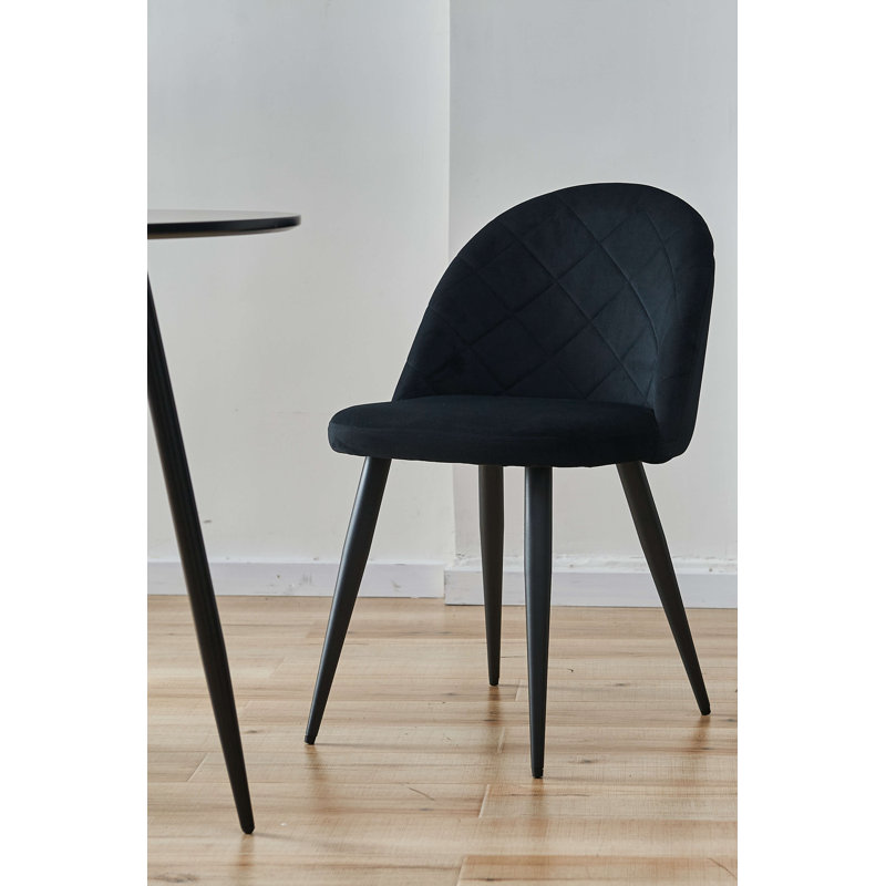 Kimballton 47cm H Tufted Velvet Upholstered Upholstered Back Side Chair in Black