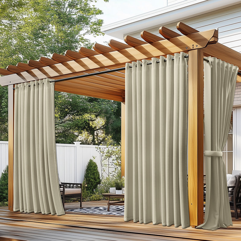 Waterproof Outside Curtains Premium Weatherproof Privacy Curtains, 54" W x 100" L, Light Gray, 1