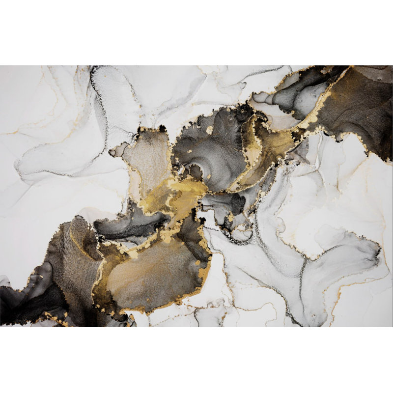 Abstrait noir & # 038; Papier peint amovible doré, L 105,96 po x l 187 po