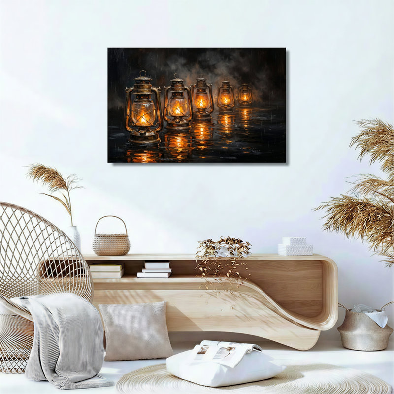 Ensemble de 1 tableau sur toile Lanterne à la lumière, H 36 po x l 48 po, Toile tendue