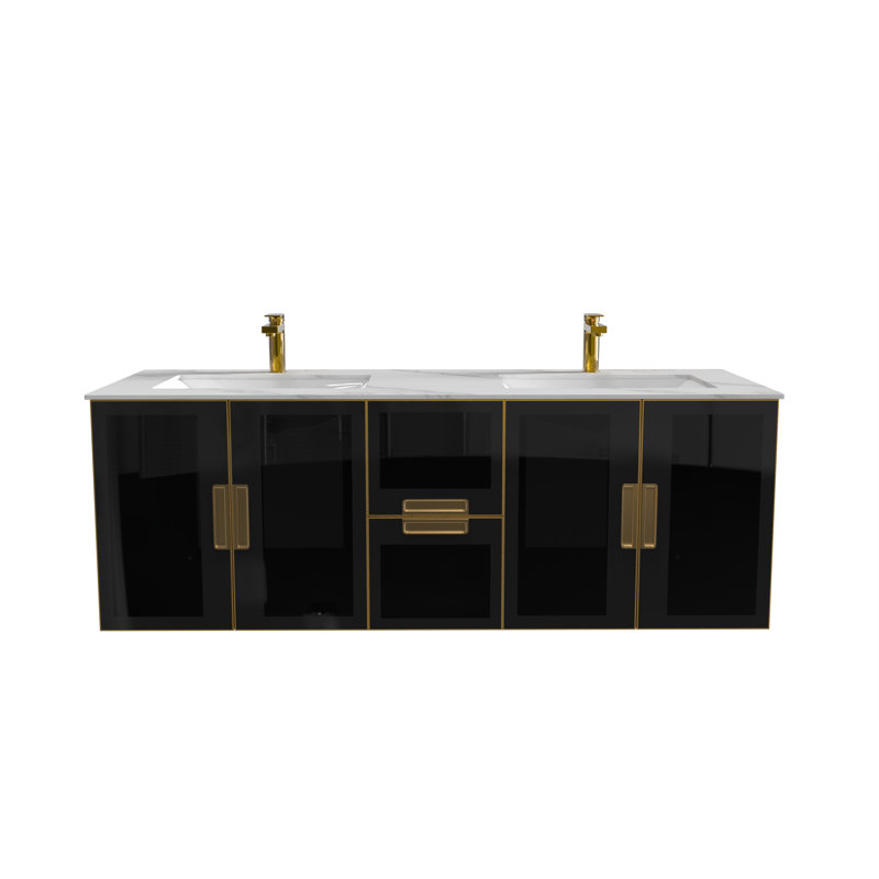 Ensemble de meuble-lavabo double 60 po Wyneken, Blanc