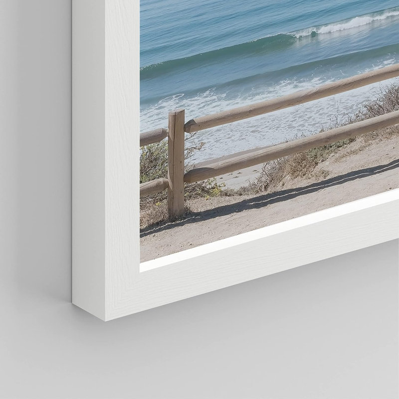 " Aerial View Blue Ocean Wave Beach Shore " 4 - Pieces, White Framed, 16" H x 12" W x 1" D