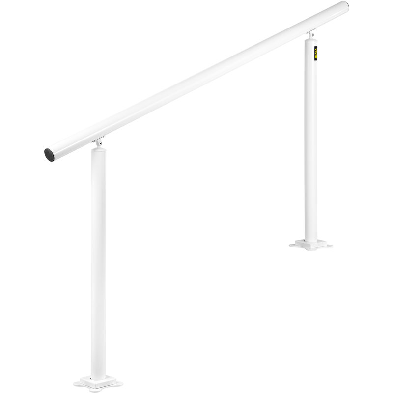 White Aluminum Adjustable Outdoor Stair Handrail for 0-5 Steps