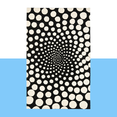 Tapis noir en laine touffeté à la main à motif abstrait Jorie