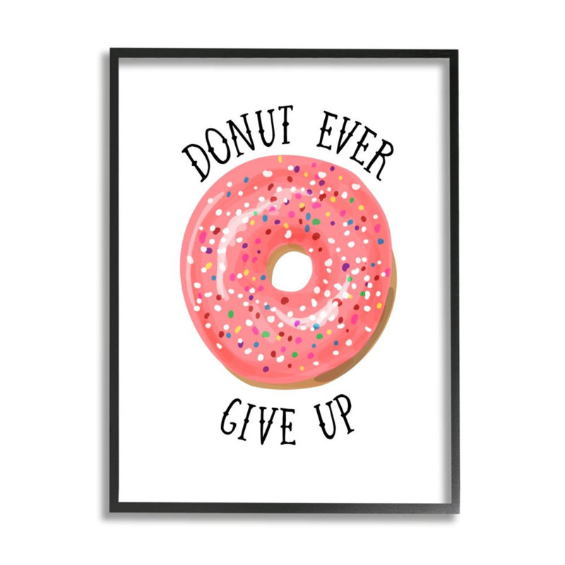 «Donut donner jusqu'à la phrase« Minimal Pastry Food Pun »par Lisa Lane - impression d'art graphique, 30" H x 24" W x 1.5" D