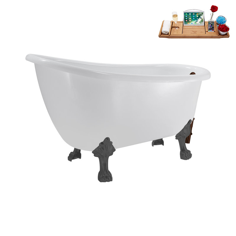 53.1'' x 25.6'' Soaking Acrylic Bathtub, Brushed Gun Metal, Matte Oil Rubbed Bronze