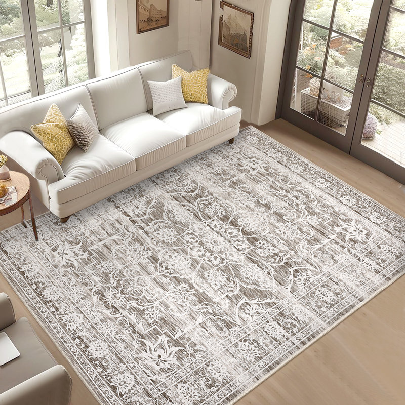 Oriental Machine Washable Rug for Living Room Dining Room Easy-Cleaning Floor Carpet with Rubber Backing for Bedroom Office Nursery Playroom