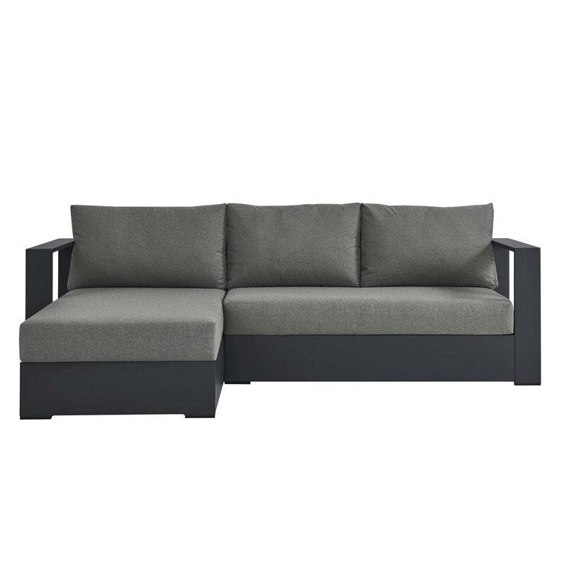 Modway Tahoe Outdoor Patio Powder-Coated Aluminum 2-Piece Right-Facing Chaise Sectional Sofa Set, Left Hand Facing, Charcoal