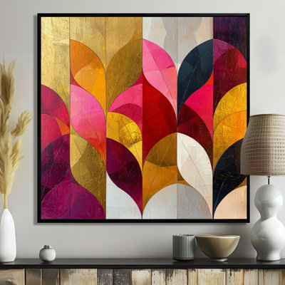 Motif géométrique abstrait géométrique doré rose et gris pur IV