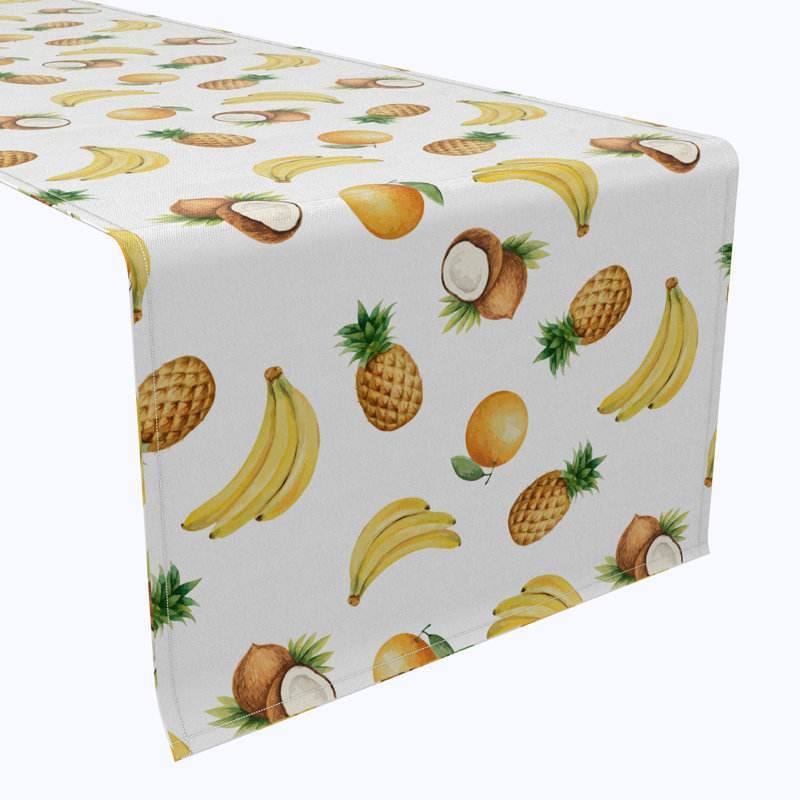 Table Runner, 100% Cotton, Bananas, Pineapples & Oranges, 108" x 16"