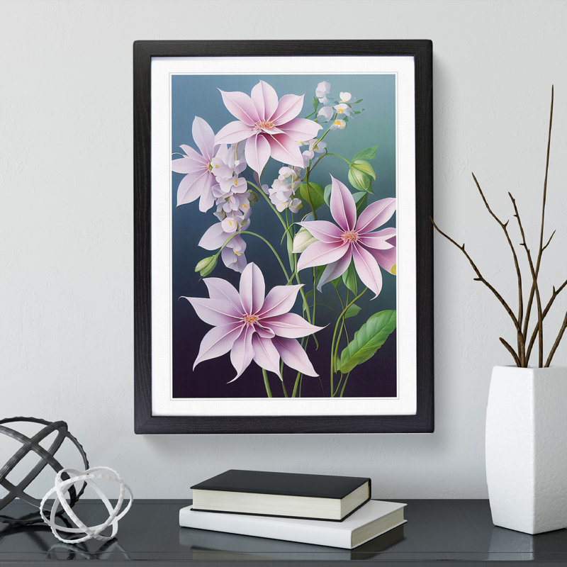 XV1022-3411X Pastel Flowers - Print, Black Framed, 36cm H x 27cm W