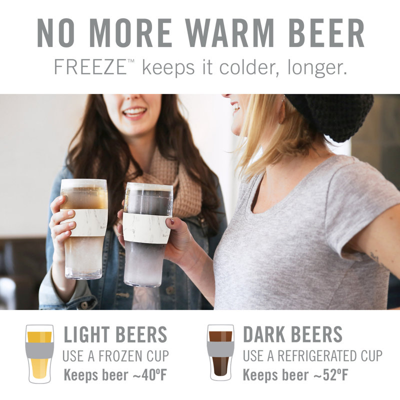 Host FREEZE Beer Glasses, Frozen Beer Mugs, Freezable Pint Glass Set, Insulated Beer Glass to Keep Your Drinks Cold, Double Walled Insulated Glasses, Tumbler for Iced Coffee