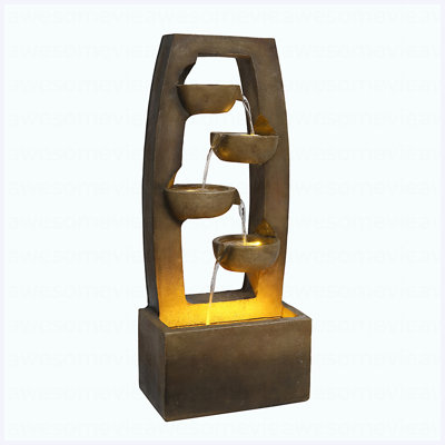 Fontaine d'eau de jardin moderne et moderne avec cascade et cascade de 4 niveaux pour terrasse