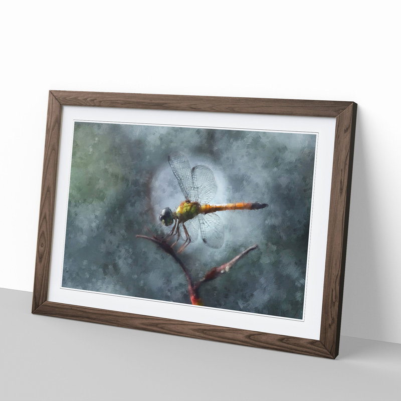 Dragonfly Vol.5 - Picture Frame Painting, 27cm H x 36cm W x 2cm D, Walnut Framed