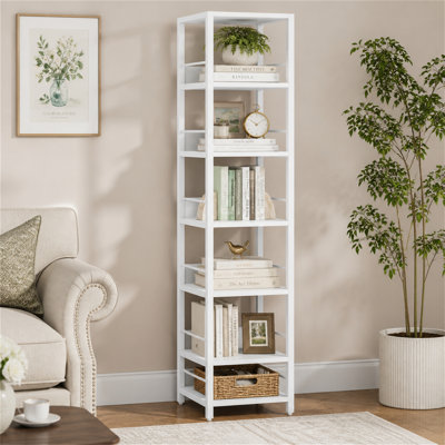 Étagère de coin à 6 niveaux, tablette étroite pour livres et rangements