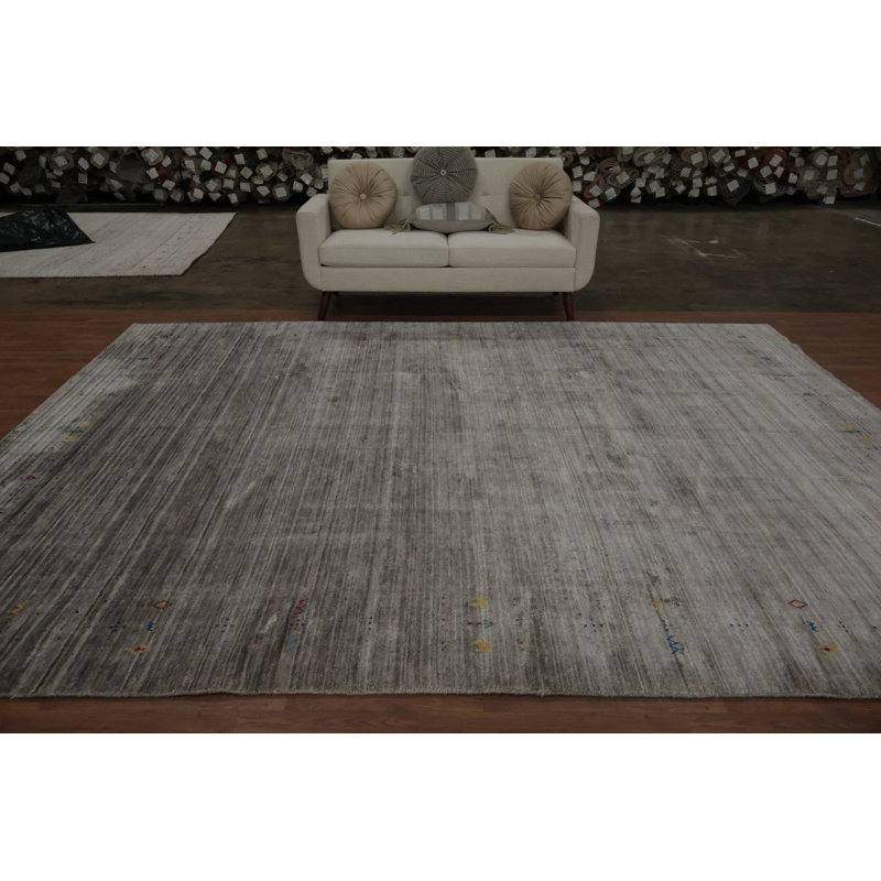 Tapis noué à la main de style Gabbeh 9 x 12 avec des détails de couleur subtile