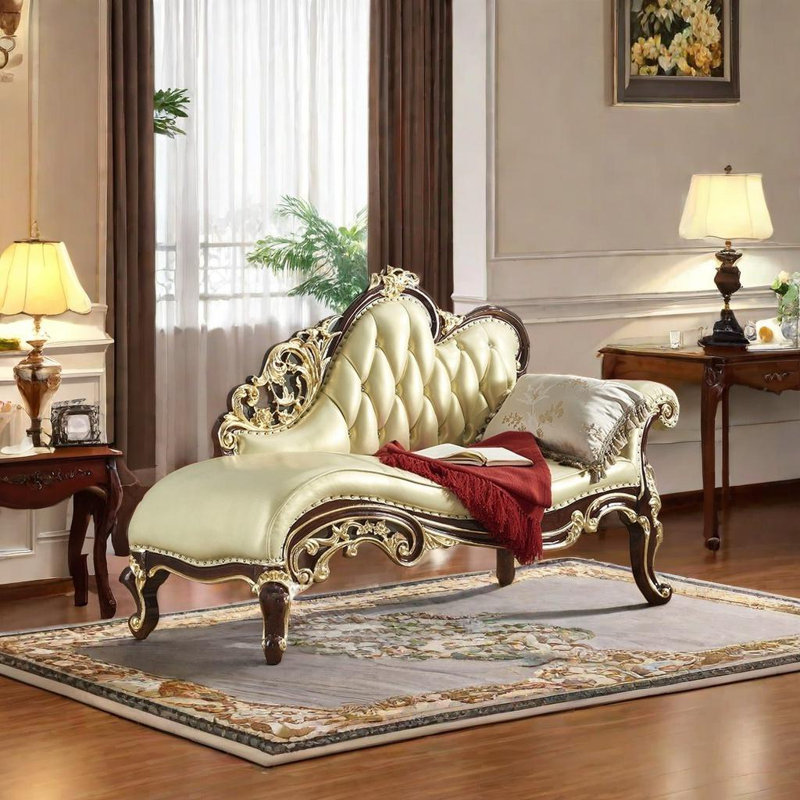 Chaise longue durable, Orienté à gauche (vu de face), Cuir jaune maïs assorti, Brun