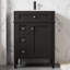 Meuble-lavabo 24 po avec lavabo en céramique | Conception d'inspiration parisienne avec pieds romains sculptés, rangement à 3 tiroirs (basculant + 2 tiroirs) et armoire avec tablette réglable-131246822