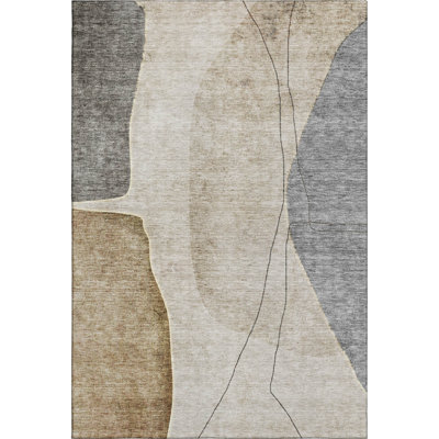 Premium Machine Washable Prisco Taupe Rug