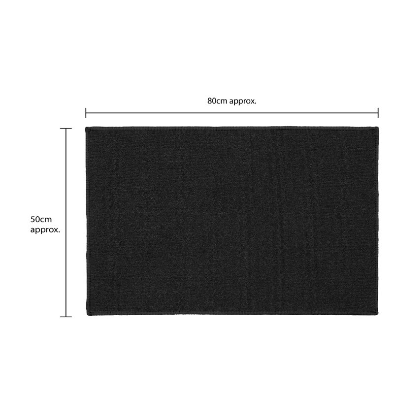 Non-Slip Indoor Doormat, Black, Rectangle W50 x L80 cm