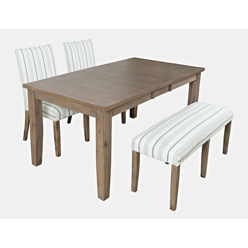 Fergerson Extendable Four Leg Dining Set, 4 Pieces: Table, 3 Chairs