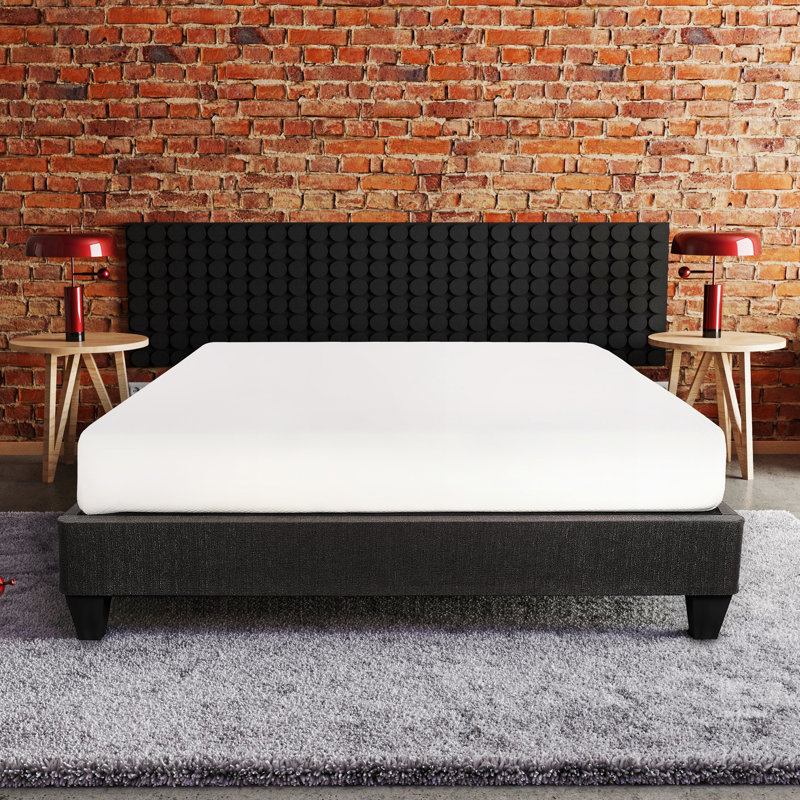 Lit plateforme simple avec base rembourrée gris foncé - détérioration - taille du cadre simple mais élégant