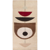 Mid Century Modern Hand Knotted Wool Geometric Area Rug