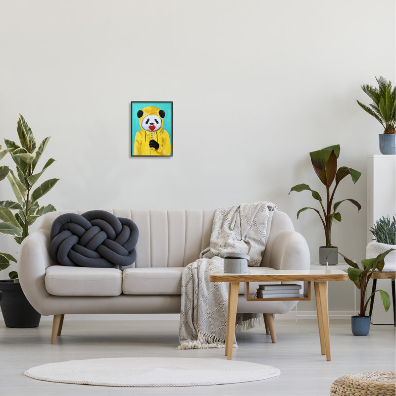 Décoration murale panda pour enfant manteau Emlyn, H 14 po x l 11 po x P 1,5 po, Giclée encadrée noir minuit