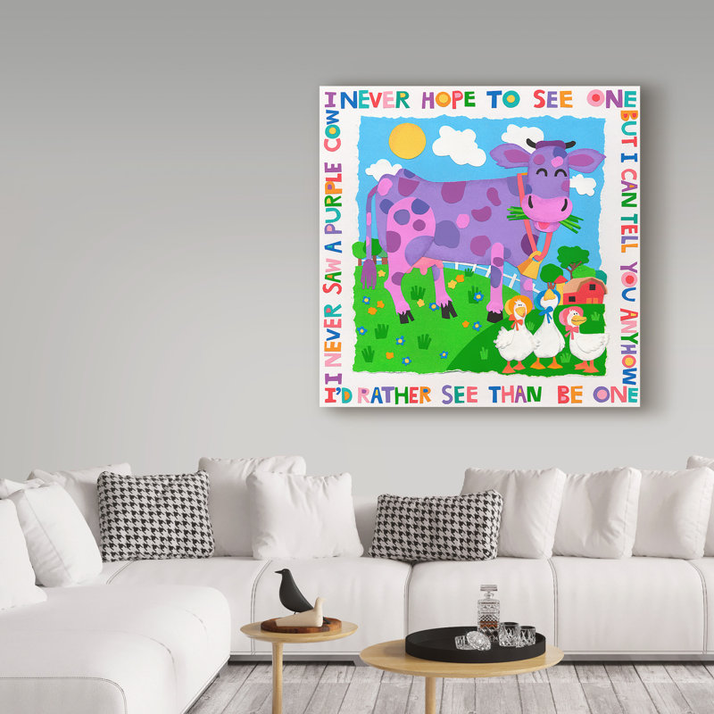 « i never never a never cow a », reproduction d’art sur toile mauve, H 24 po x l 24 po x P 2 po