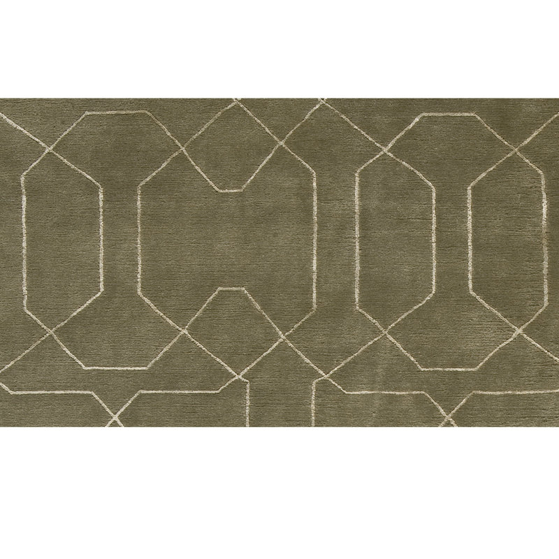 Geometric Area Rug in Olive, Rectangle 4' x 6'