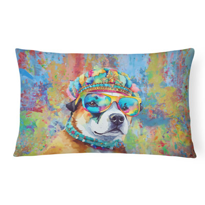 Akita Hippie Dawg Fabric Decorative Pillow