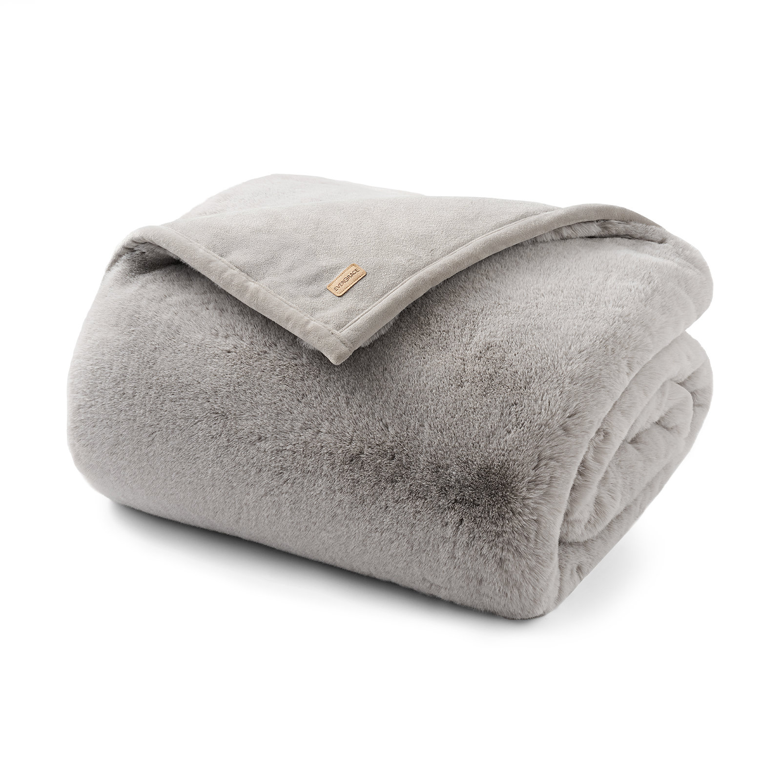 Luxury Soft Faux Chinchilla Fur Throw Blanket 1220GSM, 60" L x 50" W, Silver Taupe Mink