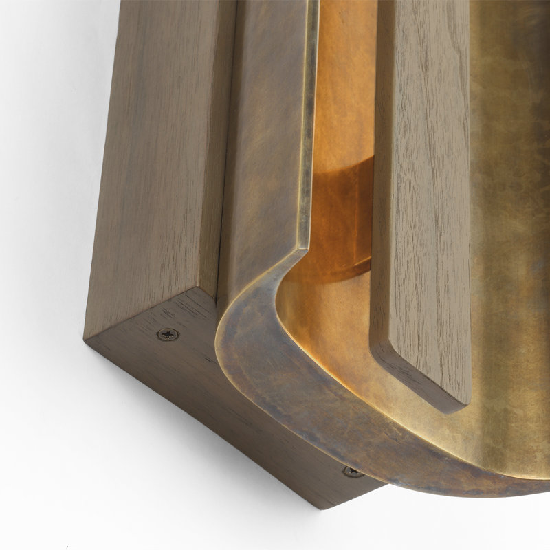 Anne-Marie Barton Remi 18" Sconce, Mottled Brass/Warm Walnut